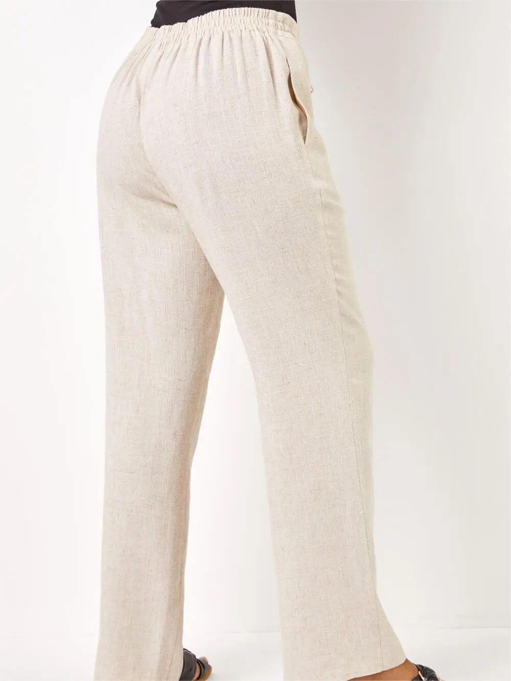 Apricot cotton and linen loose trousers