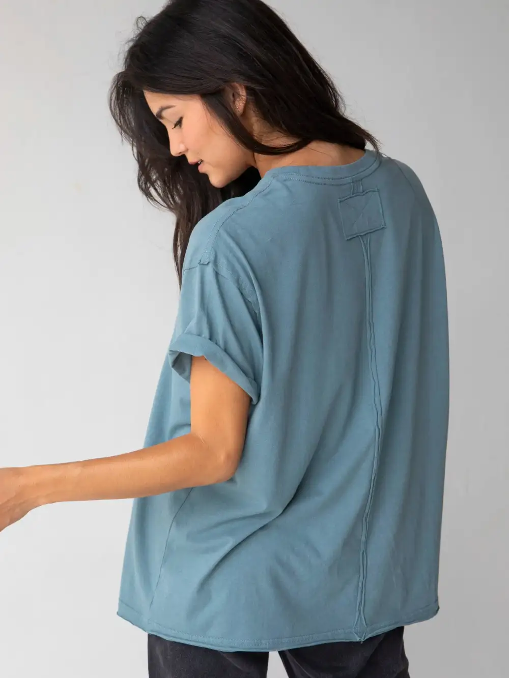 Take It In Cotton Tee - Dusty Blue