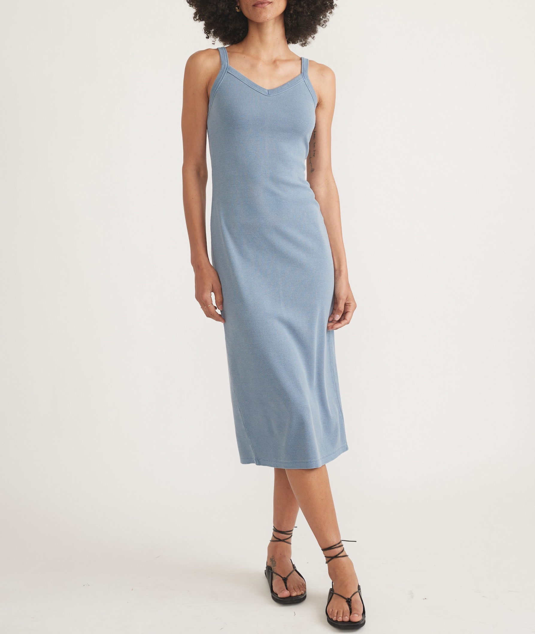 Lexi Rib Sun In Spaghetti Strap Vintage Indigo Dress