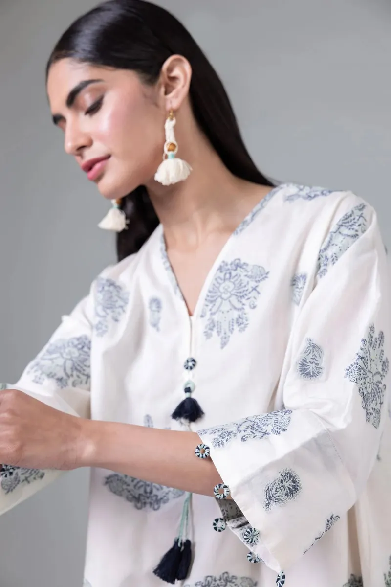 2 Piece Kurta | Embroidered & Pants Dark White