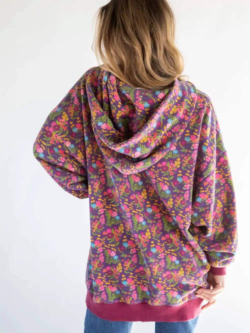 Oversized Printed Sweatshirt - Eggplant Floral