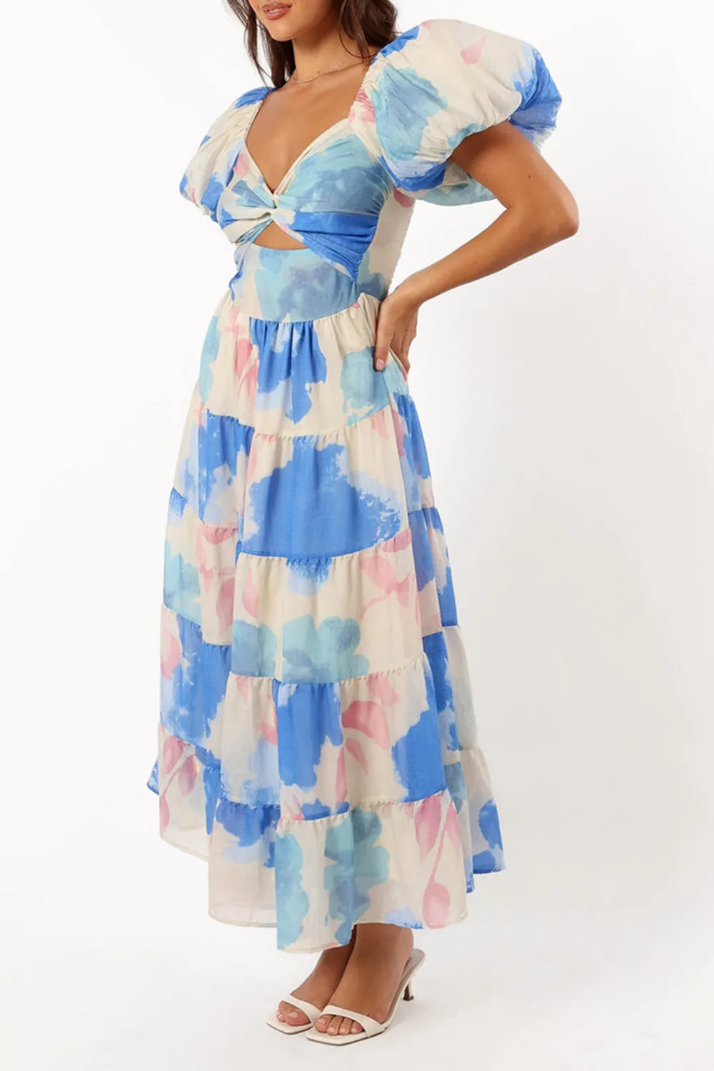 DAVIS MIDI DRESS - BLUE FLORAL