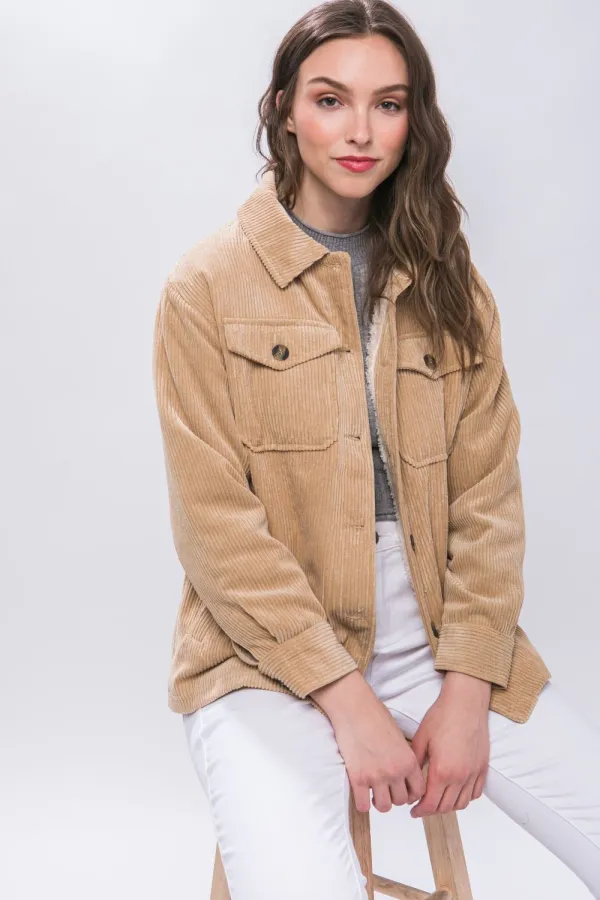 Corduroy Sherpa Jacket - Beige