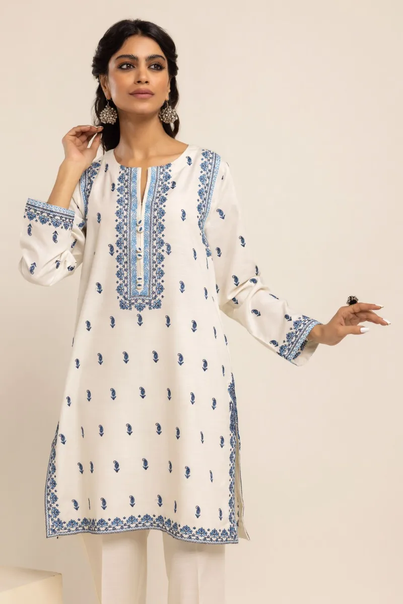 2 Piece Kurta | Embroidered & Pants |  Black and White