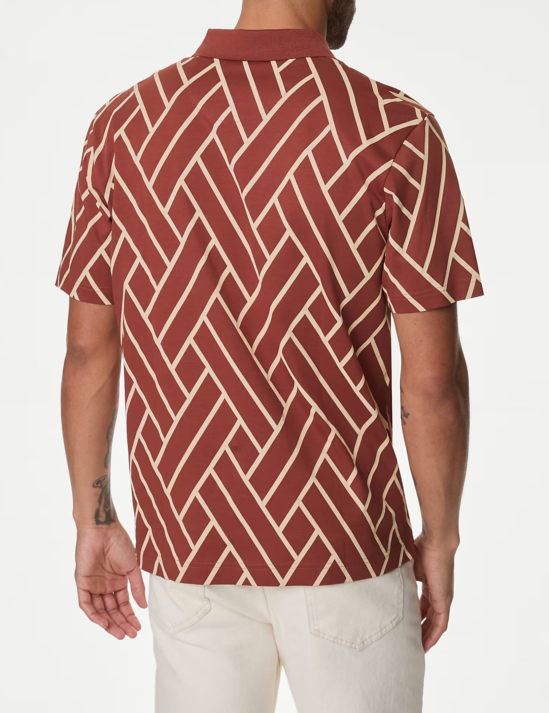 CottonGraphic Print Polo Shirt