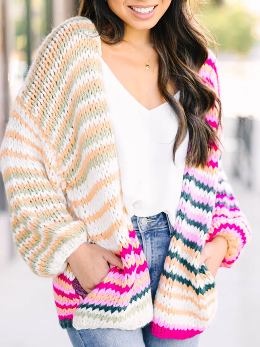 Multicolored Striped Cardigan