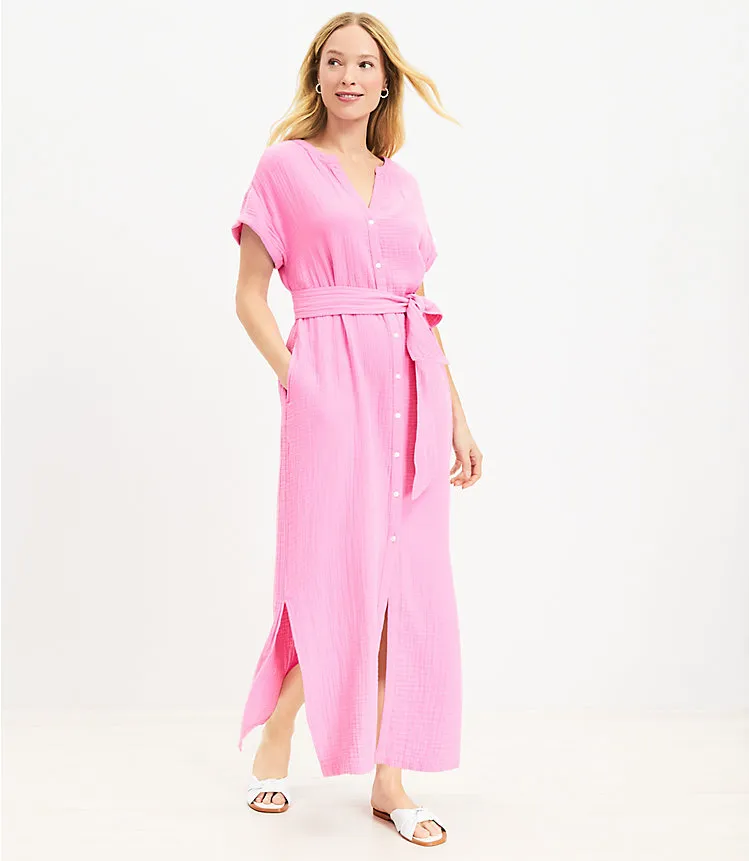 LOFT Beach Triple Cloth Short Sleeve Maxi Dress