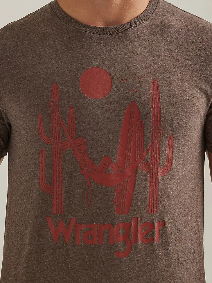 MEN'S DESERT CACTUS HAMMOCK GRAPHIC T-SHIRT IN DEEP BROWN