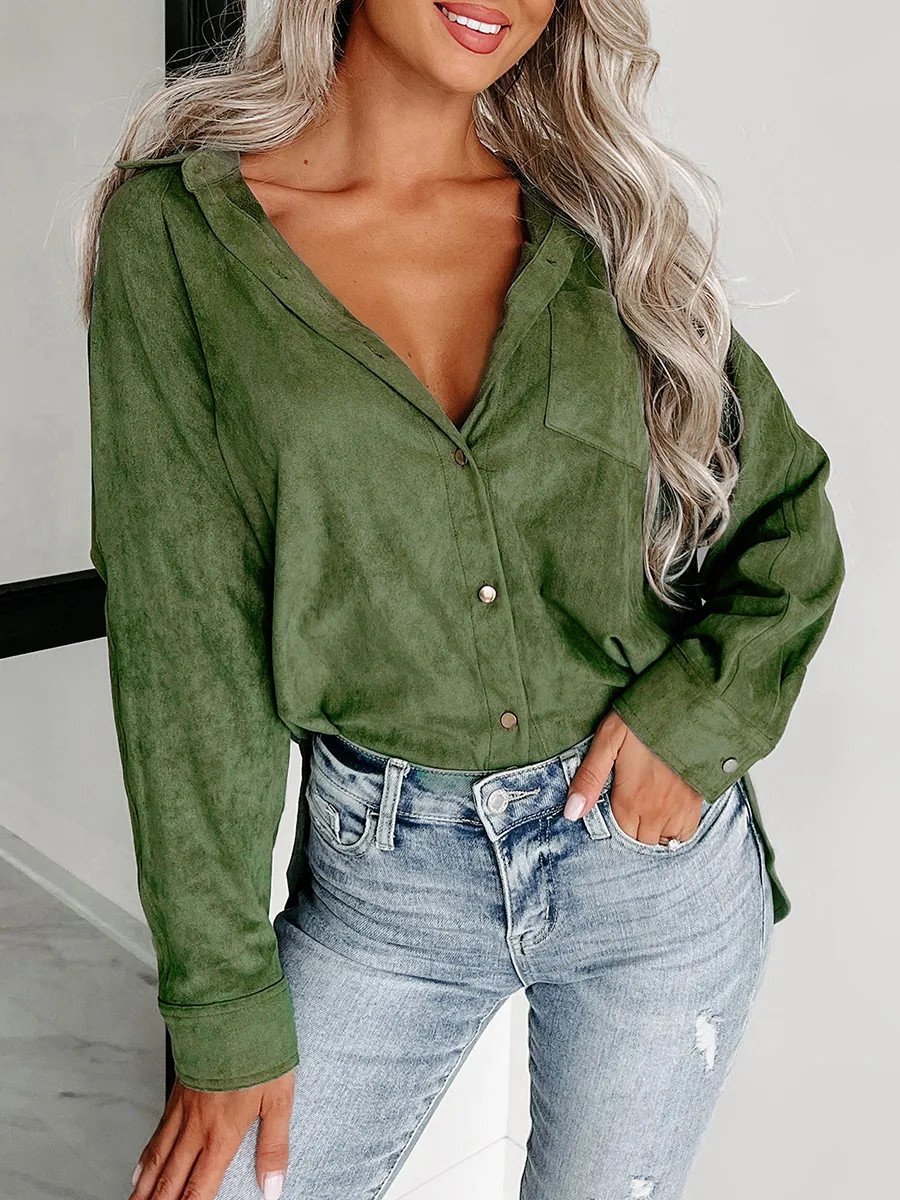 Green deerskin velvet shirt