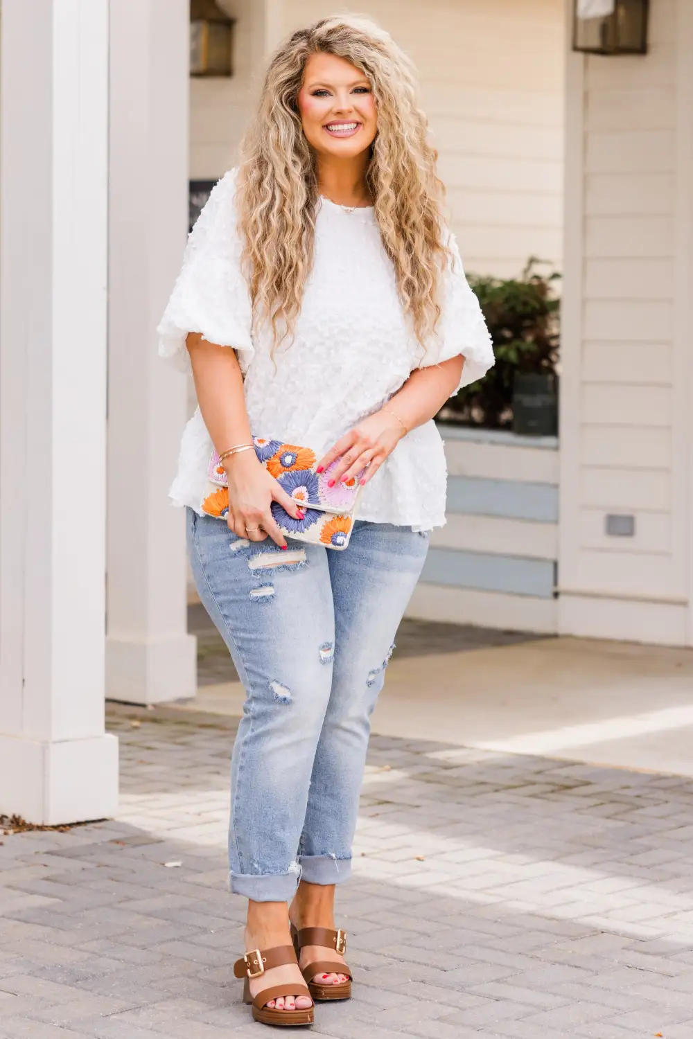 A Rosy Smile Top, White