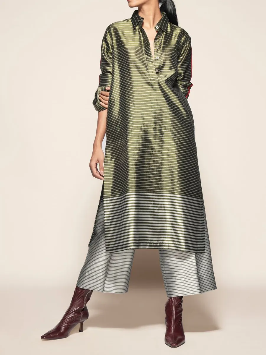 shirt collar long sleeve slit dress