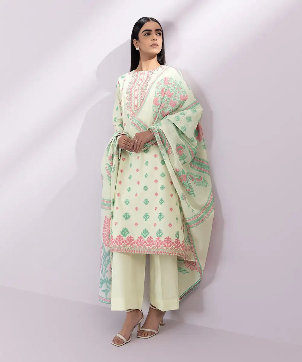 3 Piece - Embroidered Jacquard Suit