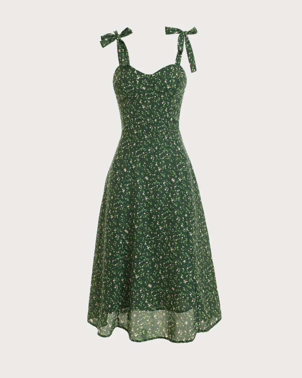 Dark green lace-up suspender dress