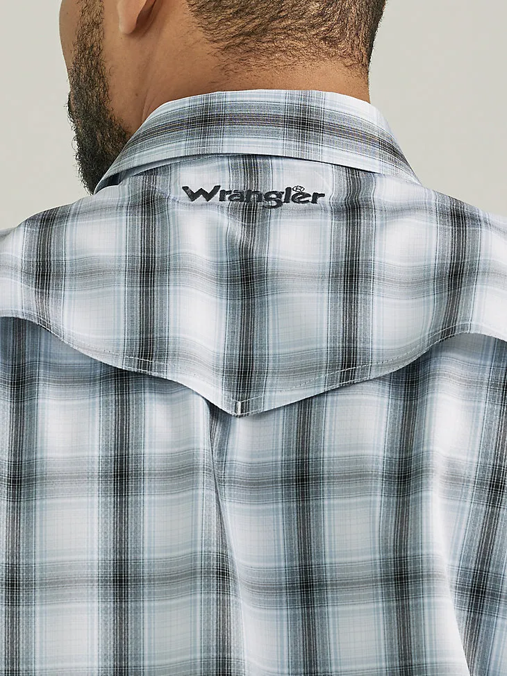 MEN'S WRANGLER PERFORMANCE SNAP LONG SLEEVE PLAID SHIRT IN TAN PLAID