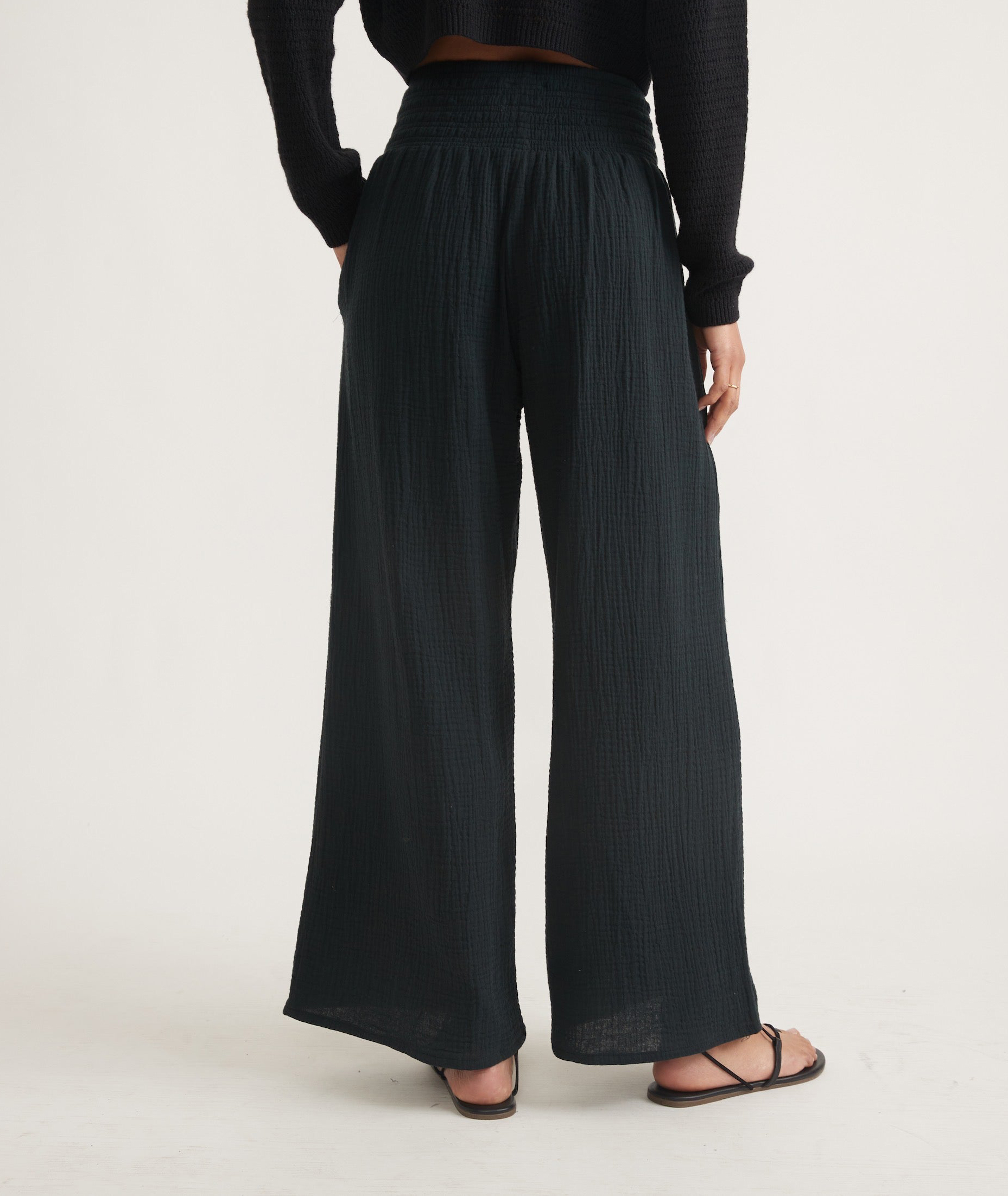 Black Double Cloth Palazzo Pant