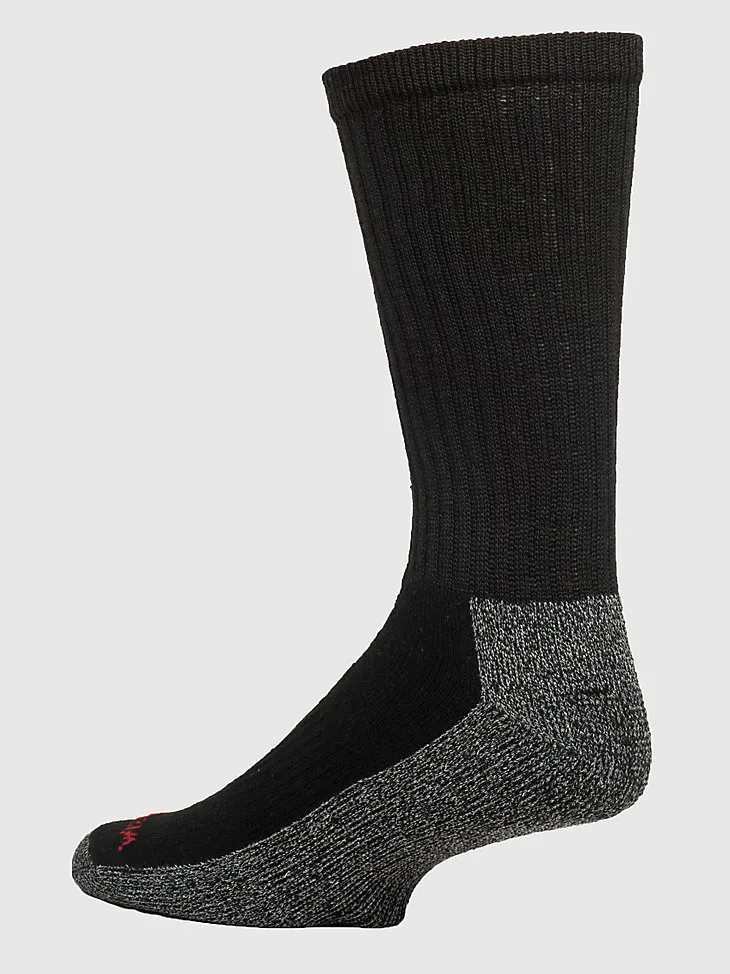 MEN'S WRANGLER CUSHIONED CREW SOCKS (6-PACK) IN BLACK