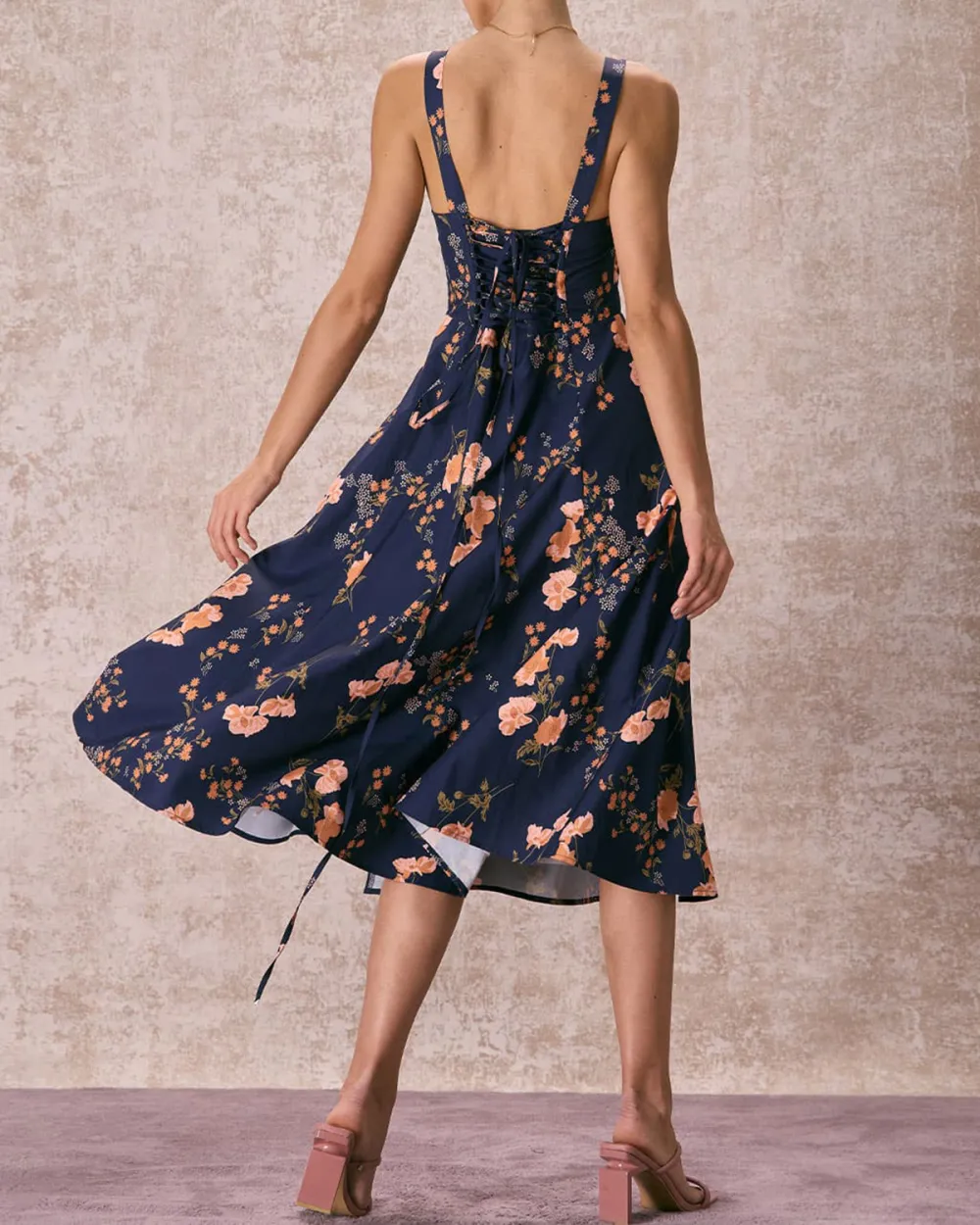 Navy blue floral dress