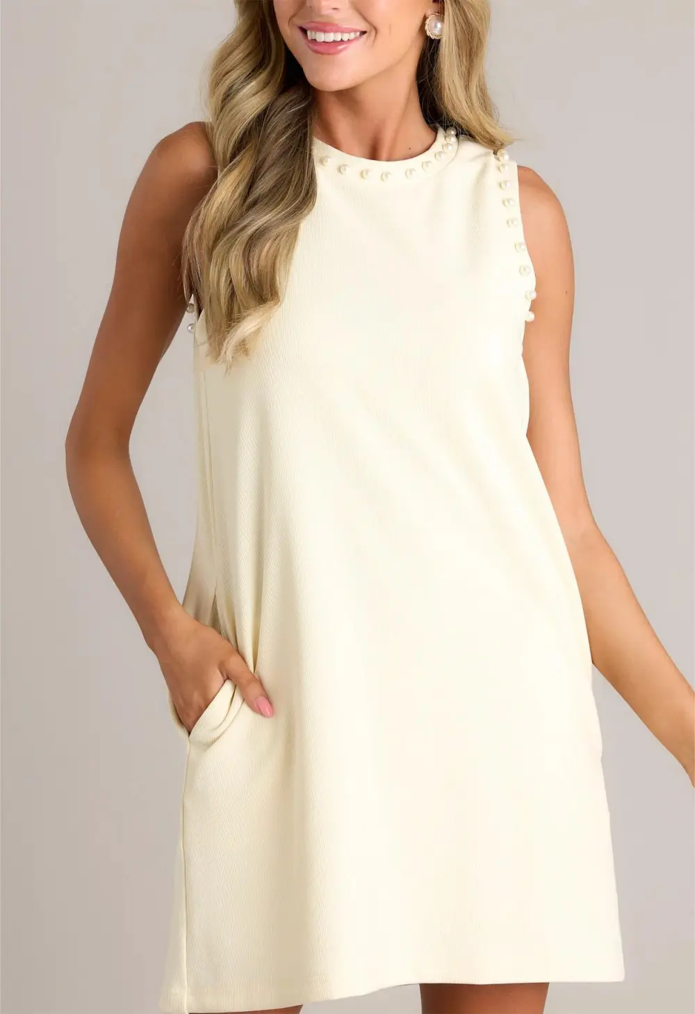 SIMPLY THE BEST IVORY SLEEVELESS MINI DRESS