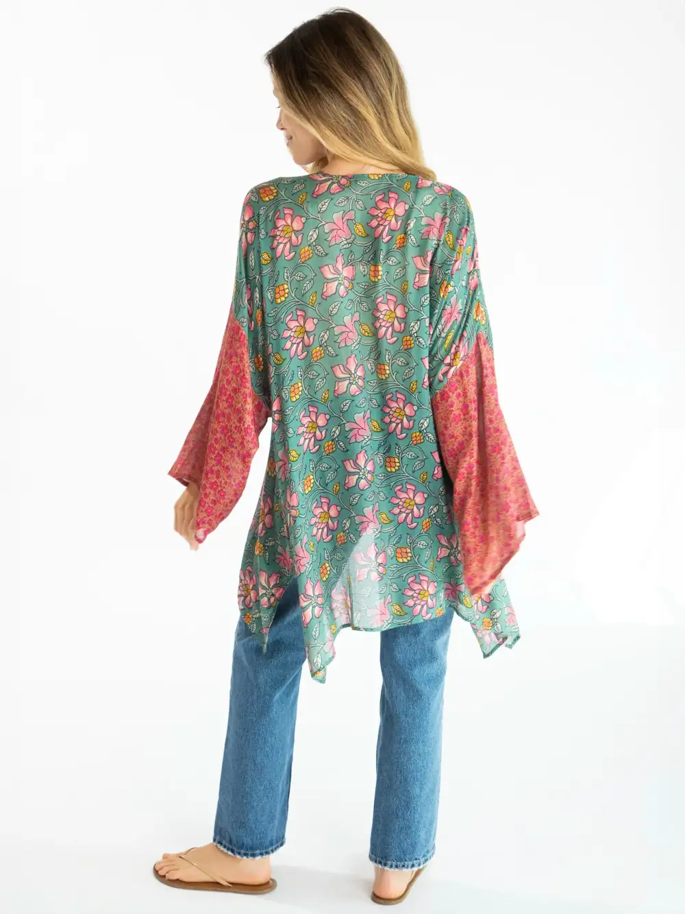 Sierra Mixed Print Kimono - Pink Lilies Mix Floral