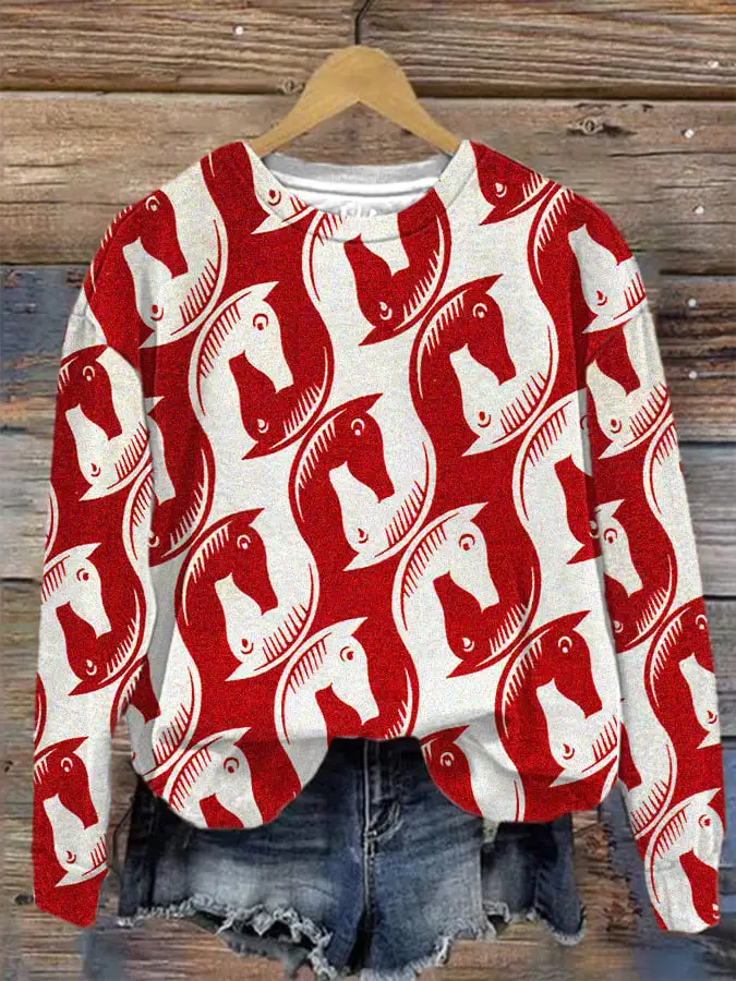 🔥Buy 3 Get 10% Off🔥🔥Buy 3 Get 10% Off🔥Women's Western Horse Print Sweater