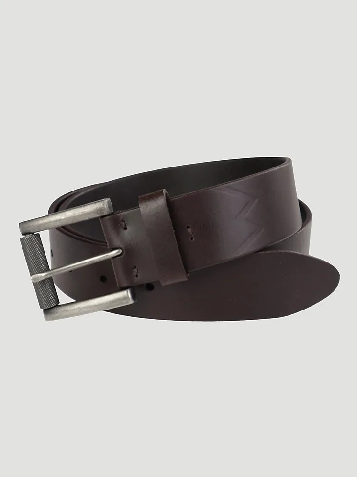 MEN'S STITCHED LEATHER BELT IN BROWN