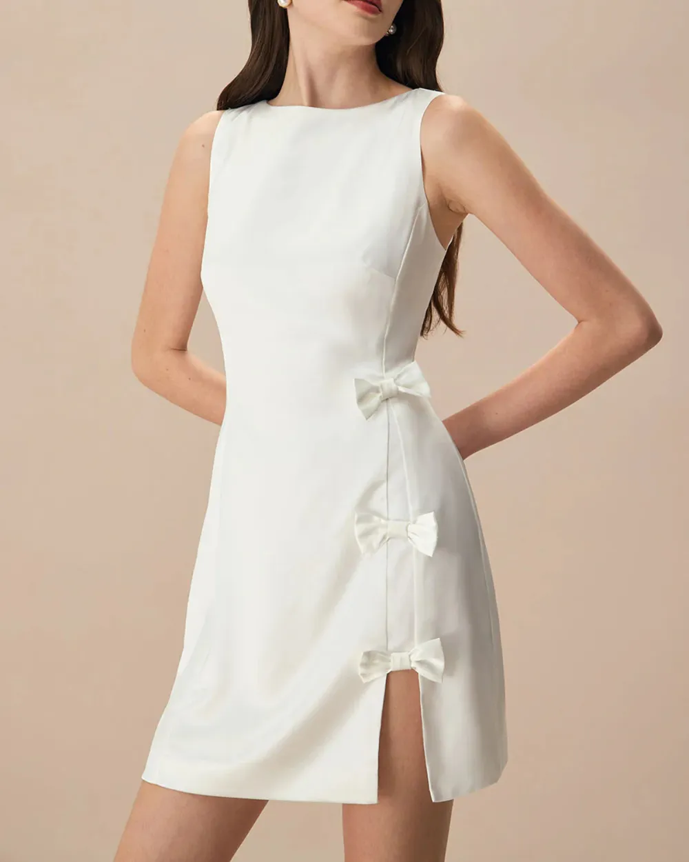 Pure white bow dress