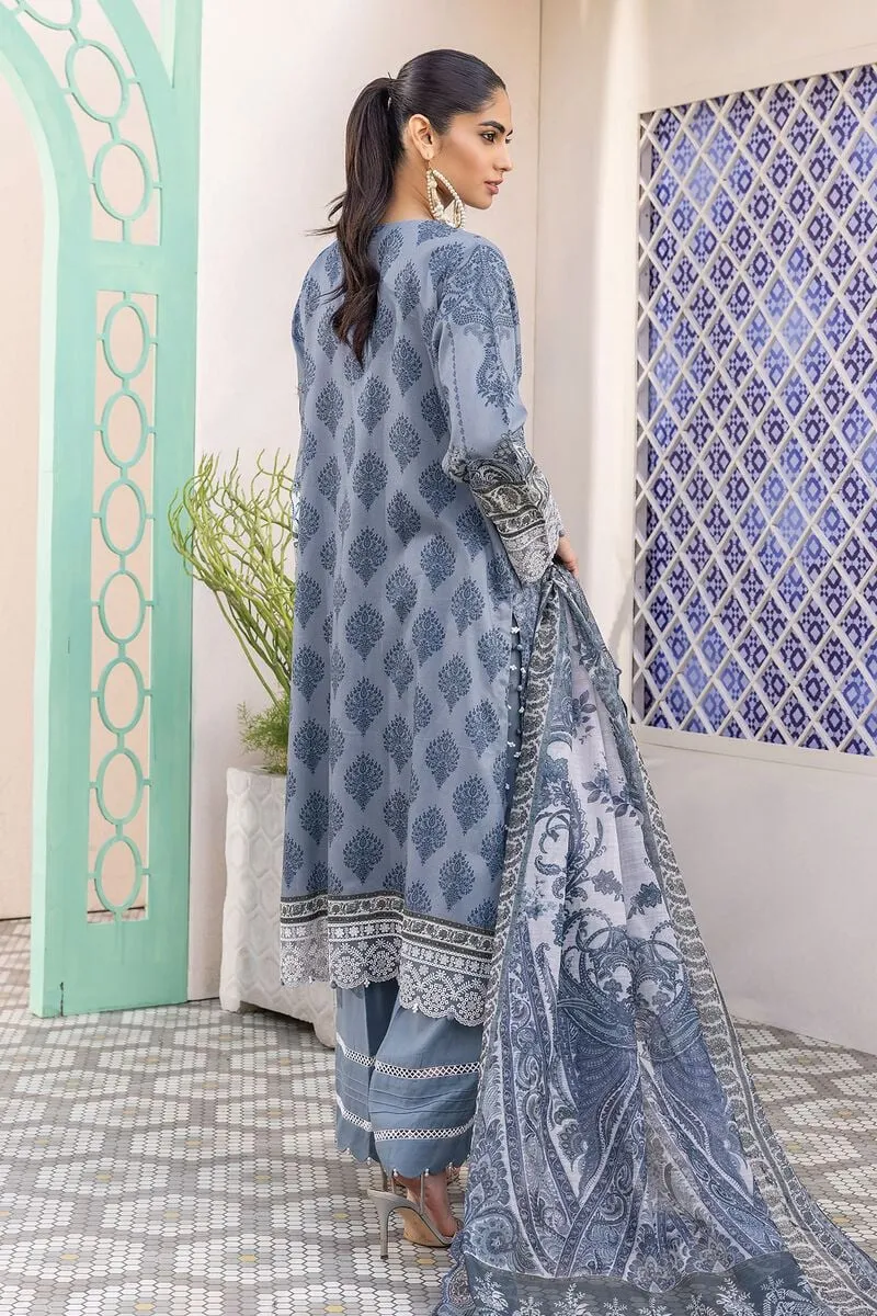 3 Piece Kurta Embroidered | Dupatta& Bottom & Tops | Color Haze blue