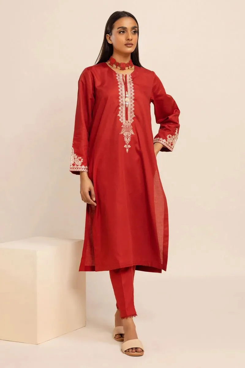 2 Piece | Kurta & Pants | Color Red