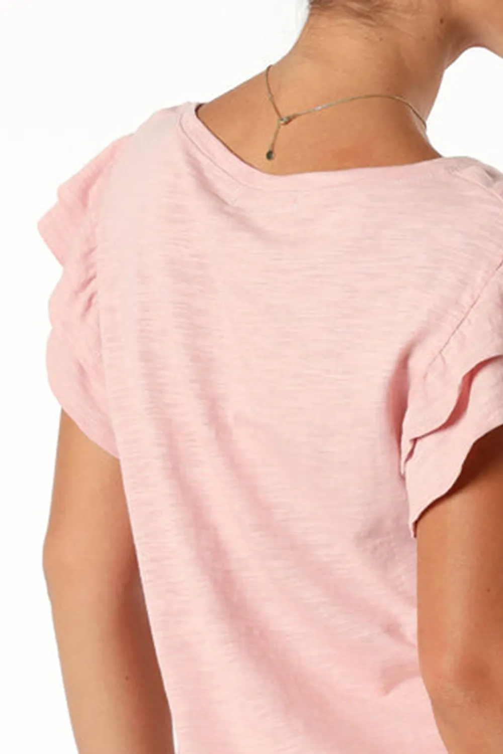 FRANKY FRILL SLEEVE TEE - DUSTY PINK