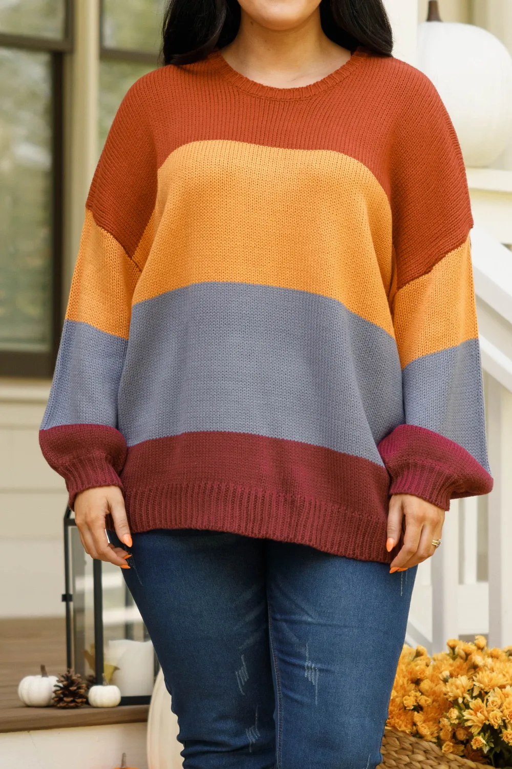 Ready for Sweater Weather Sweater, Rust-Butterscotch-Grey