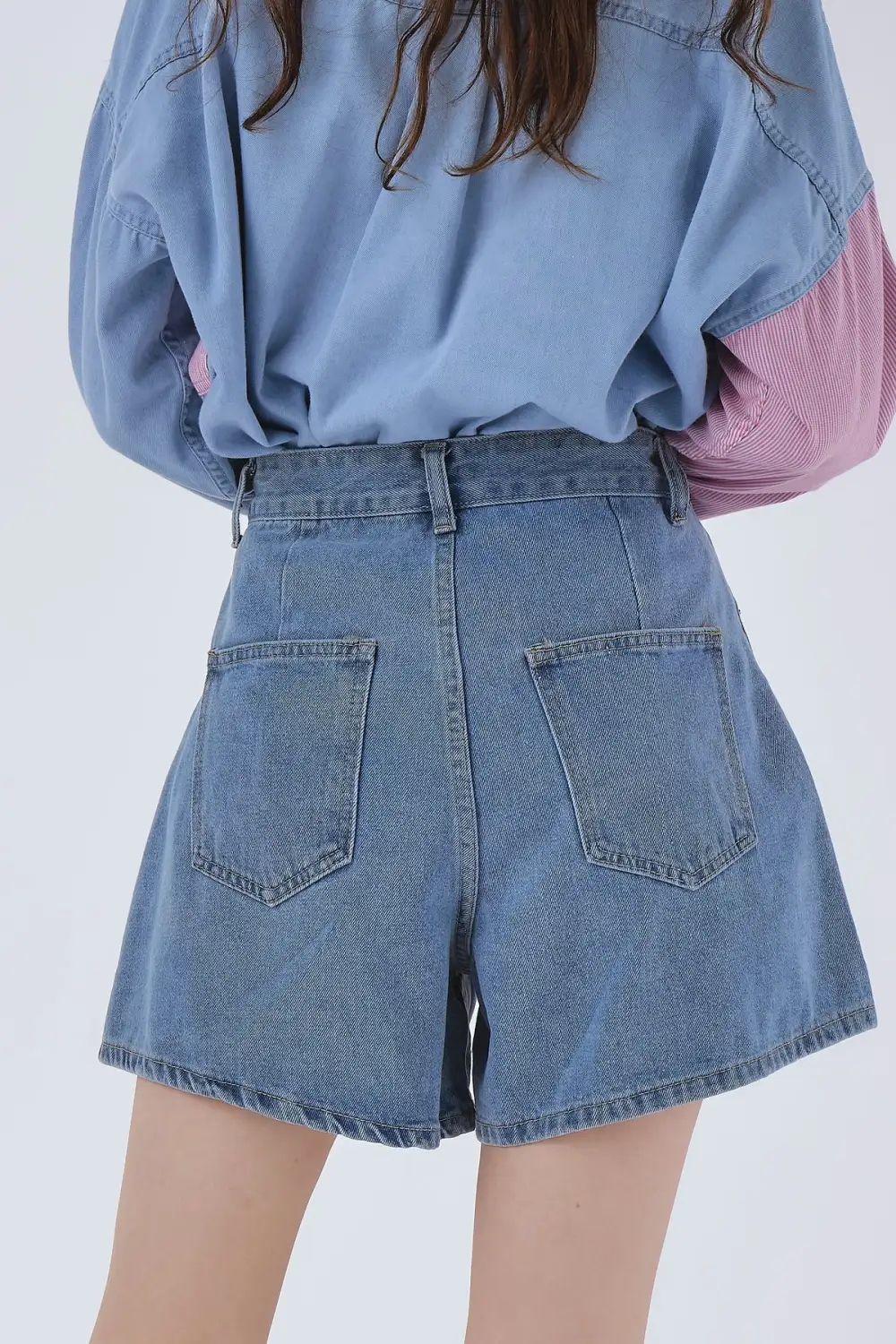 Zoe Pintucked Denim Shorts