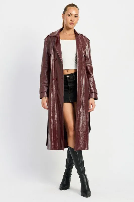 Vegan Leather Trench Coat