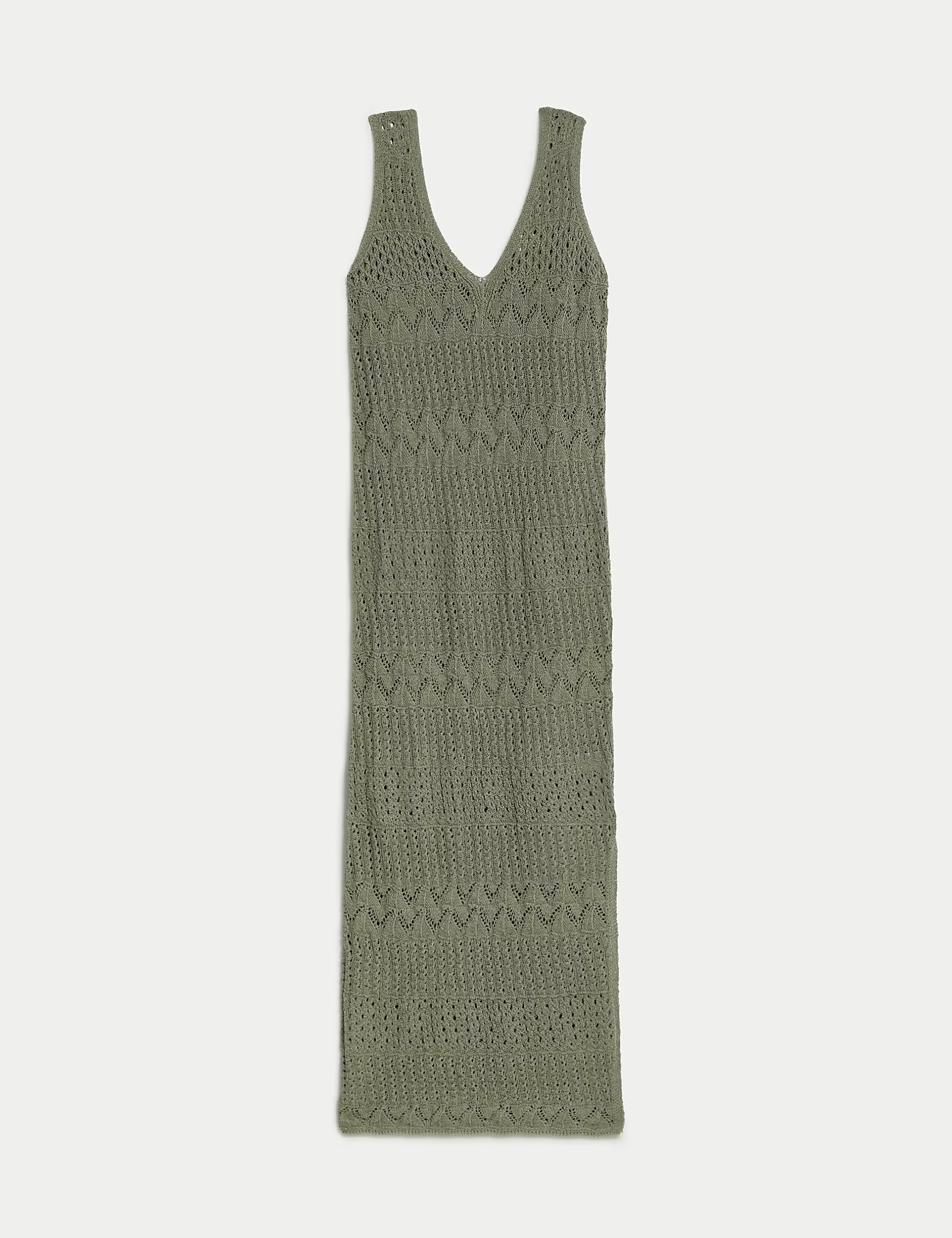 Cotton Rich Textured Midi Knitted Dress