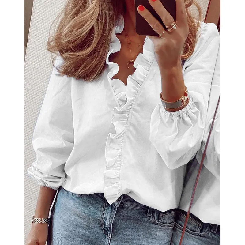 Casual Fashion Long-sleeved Ruffle Shirt