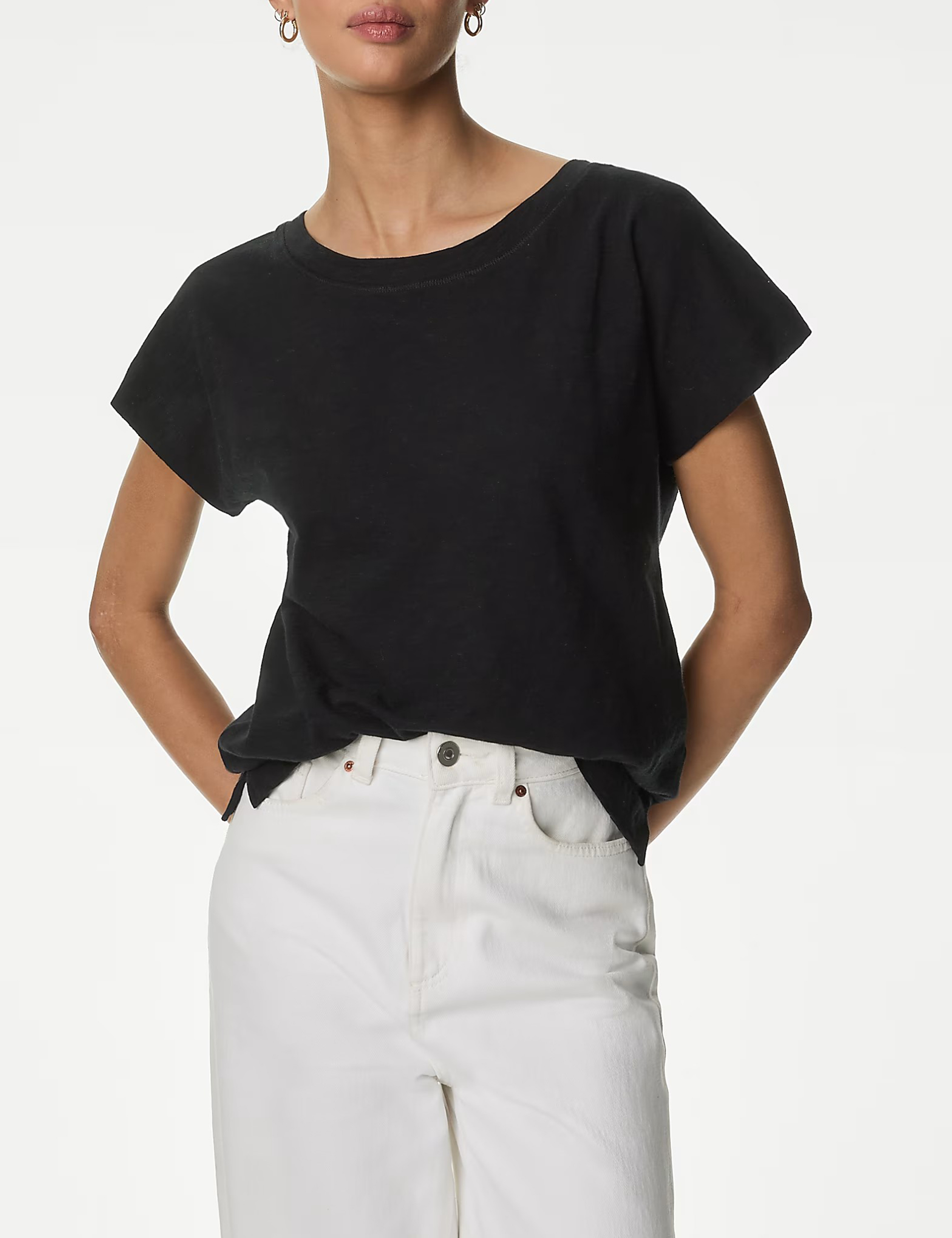 Pure Cotton Everyday Fit Slash Neck T-shirt