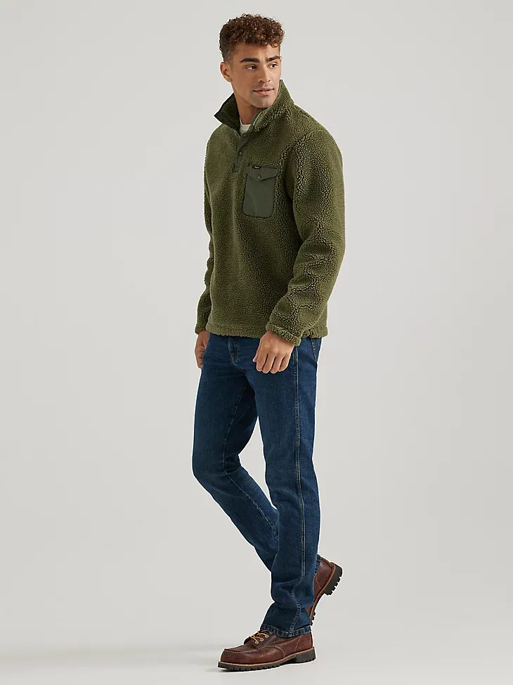 WRANGLER X BUFFALO TRACE™ MEN'S SHERPA PULLOVER IN KENTUCKY GREEN