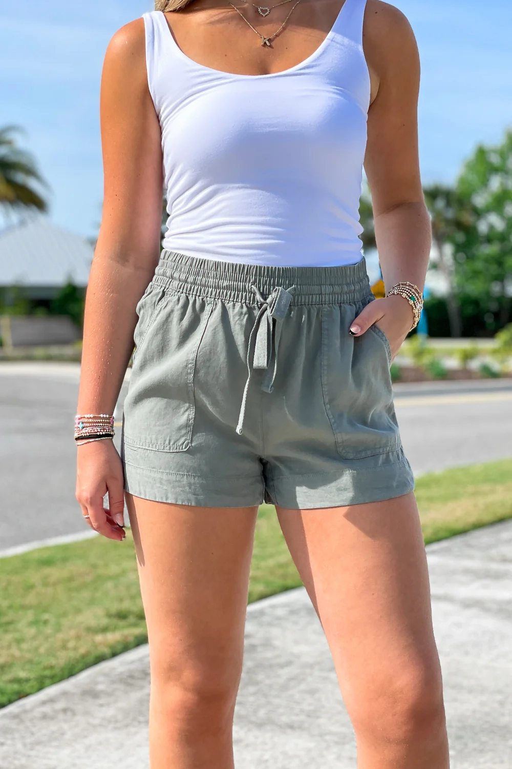 Olive Green Sports Shorts