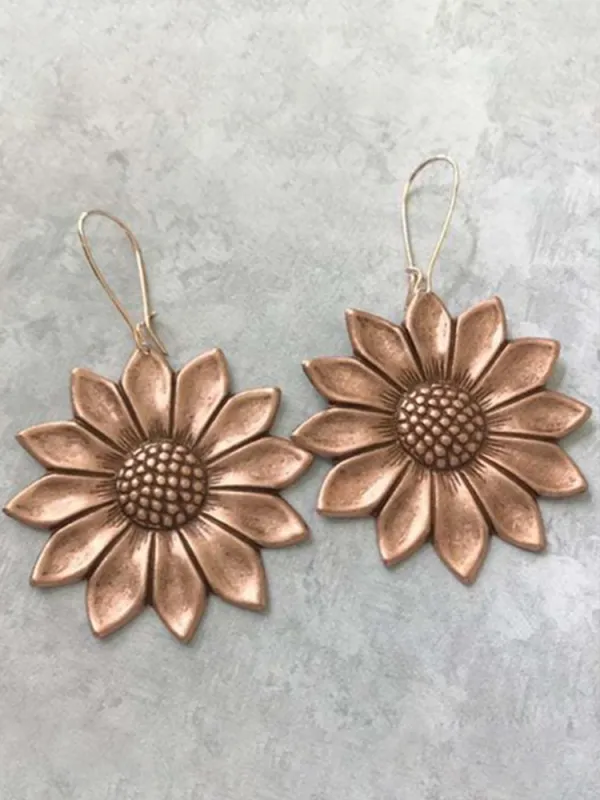 Western Vintage 3D Sunflower Earrings