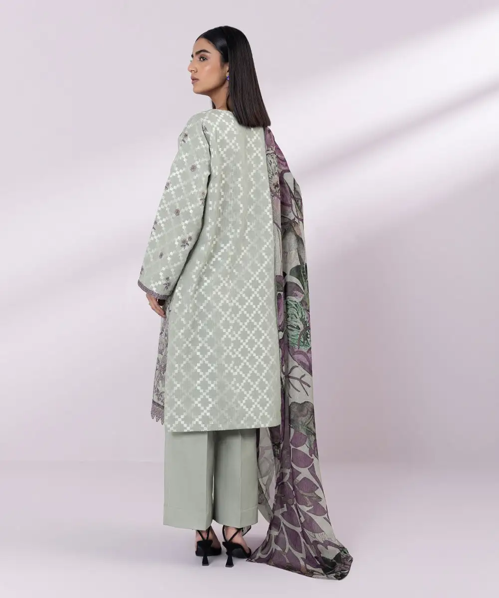 3 Piece - Embroidered Jacquard Suit