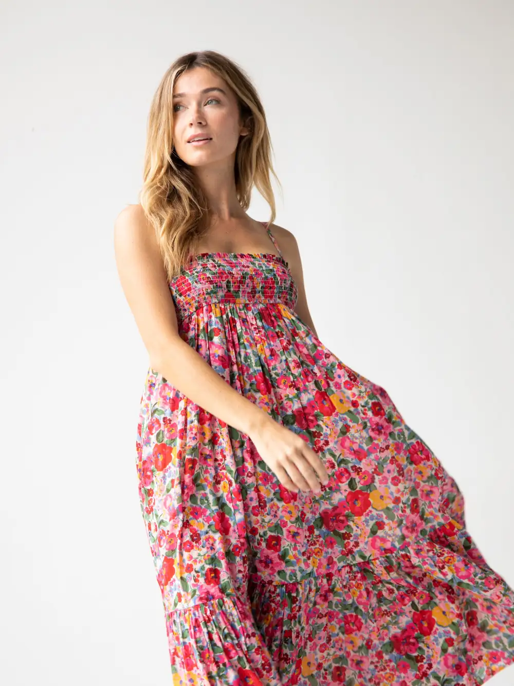 Flora Cotton Convertible Maxi Skirt - Bright Pink Floral