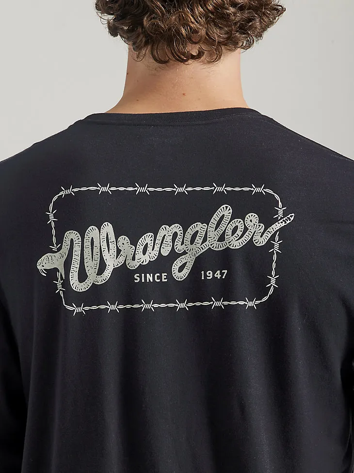 MEN'S BARBED WIRE LOGO T-SHIRT IN JET BLACK