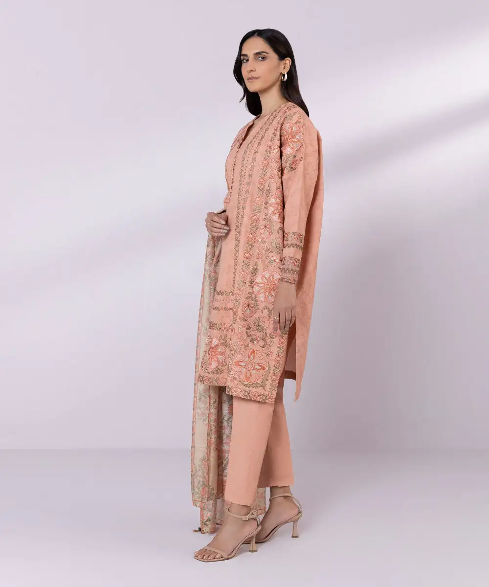 3 Piece - Embroidered Jacquard Suit