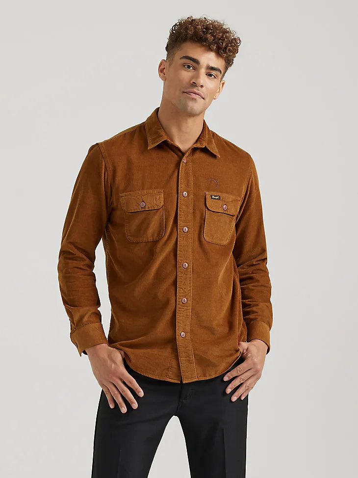 WRANGLER X BUFFALO TRACE™ MEN'S CORDUROY SHIRT IN OLD FASHIONED