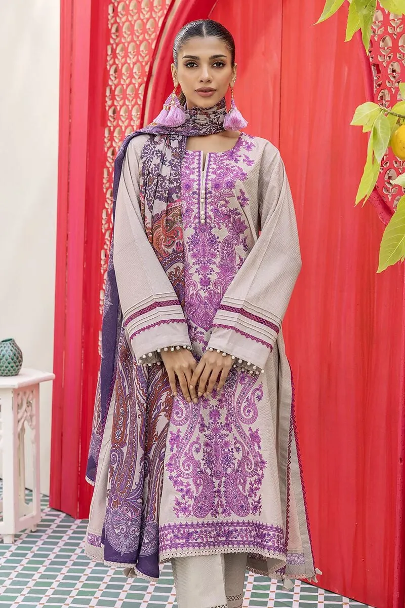 3 Piece Kurta Embroidered | Dupatta& Bottom & Tops | Color Purple