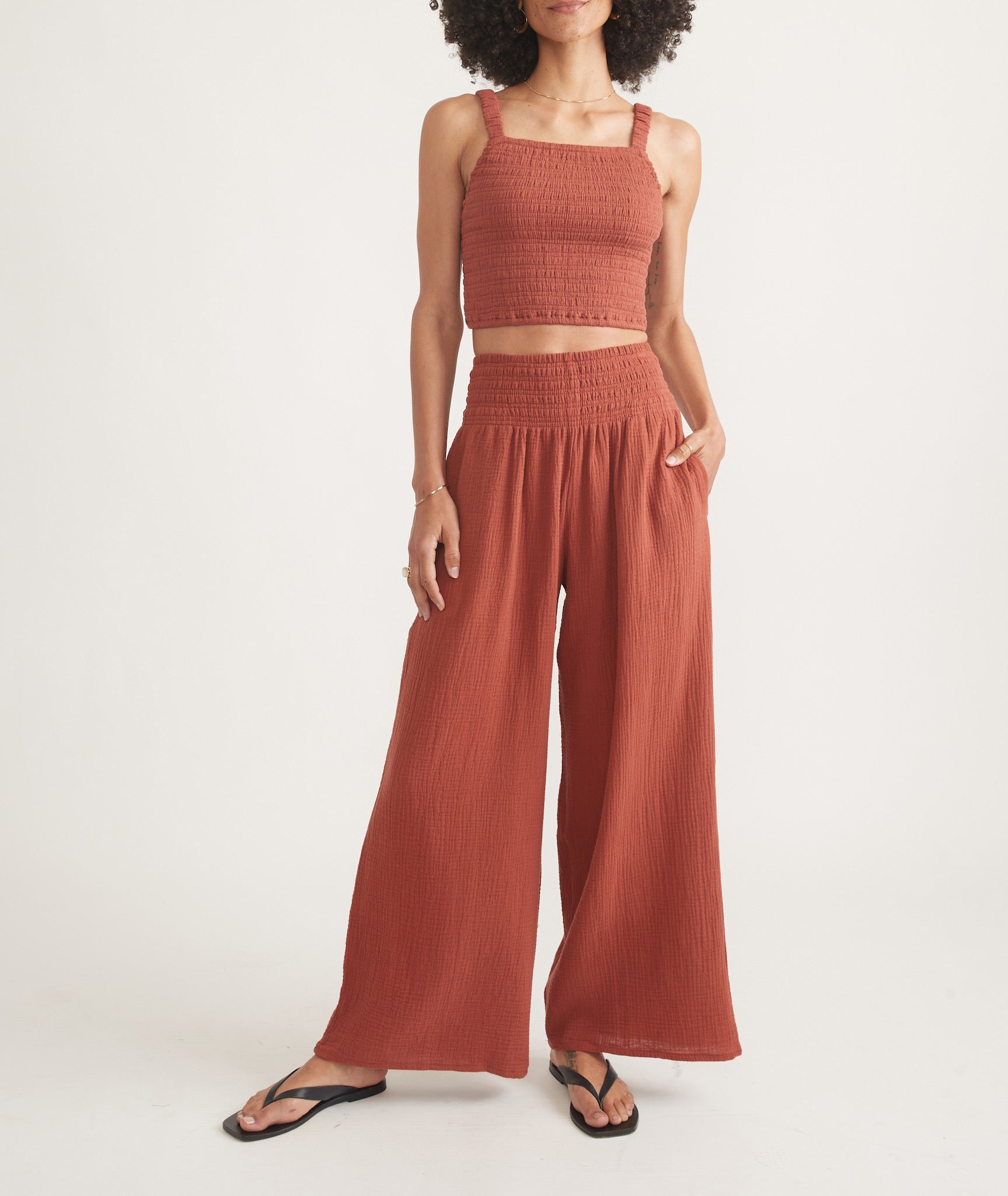 Rust Double Cloth Palazzo Pant