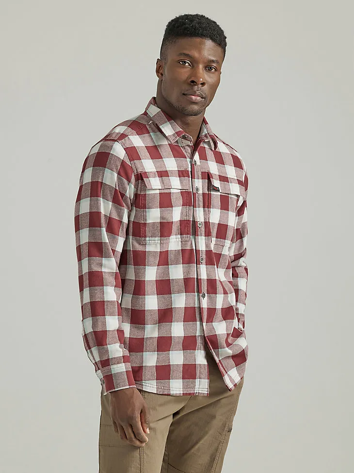 ATG BY WRANGLER® MEN'S THERMAL LINED FLANNEL SHIRT IN MAHOGANY