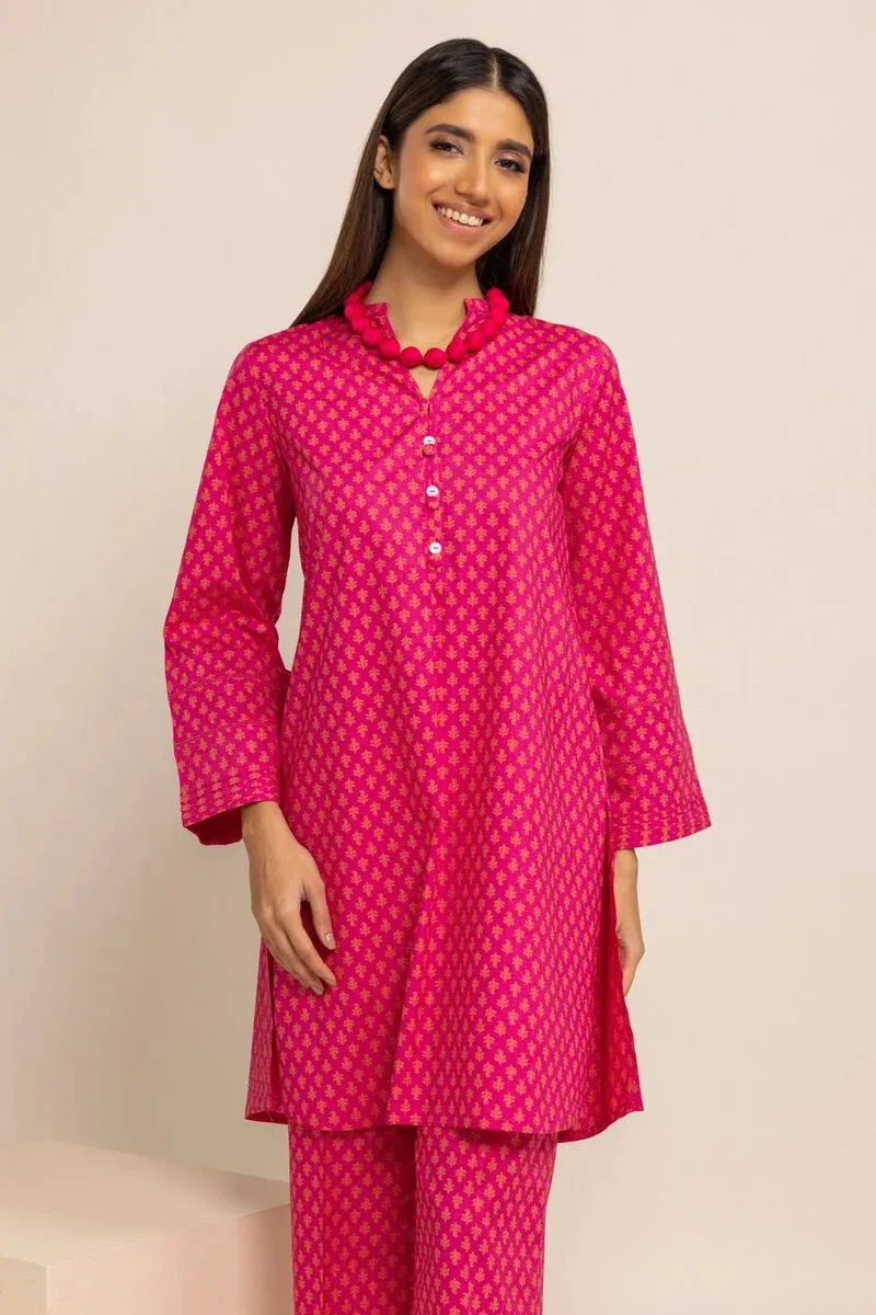 2 Piece | Kurta & Pants | Color Dark Pink