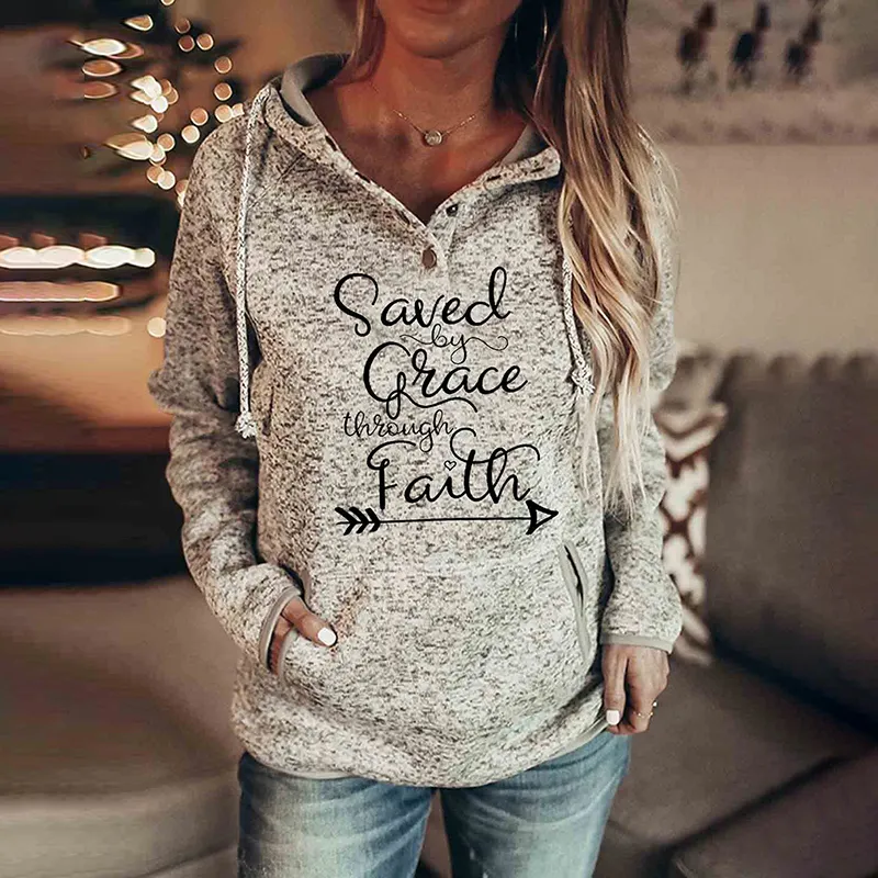 Vintage Slogan Print Long Sleeve Hoodie