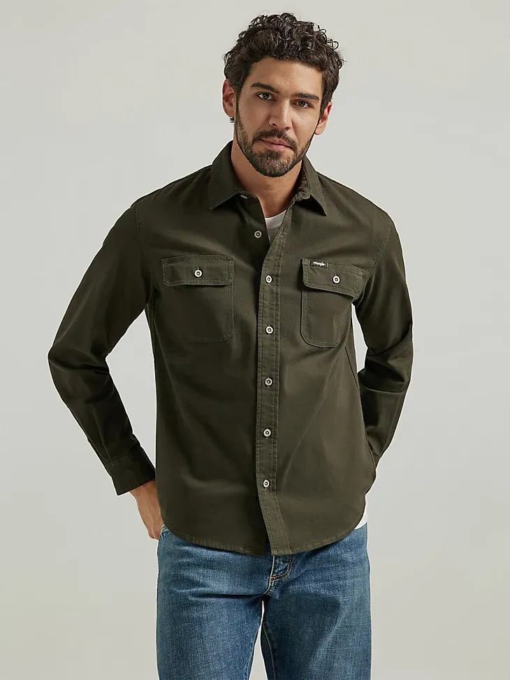 MEN'S WRANGLER® EPIC SOFT™ STRETCH TWILL SHIRT IN ROSIN