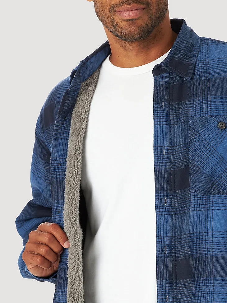 MEN'S WRANGLER® AUTHENTICS SHERPA LINED FLANNEL SHIRT IN TWILL HEATHER